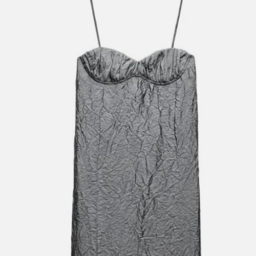 Zara Solid Halter Medium Length Halter Dress Wome… - image 1